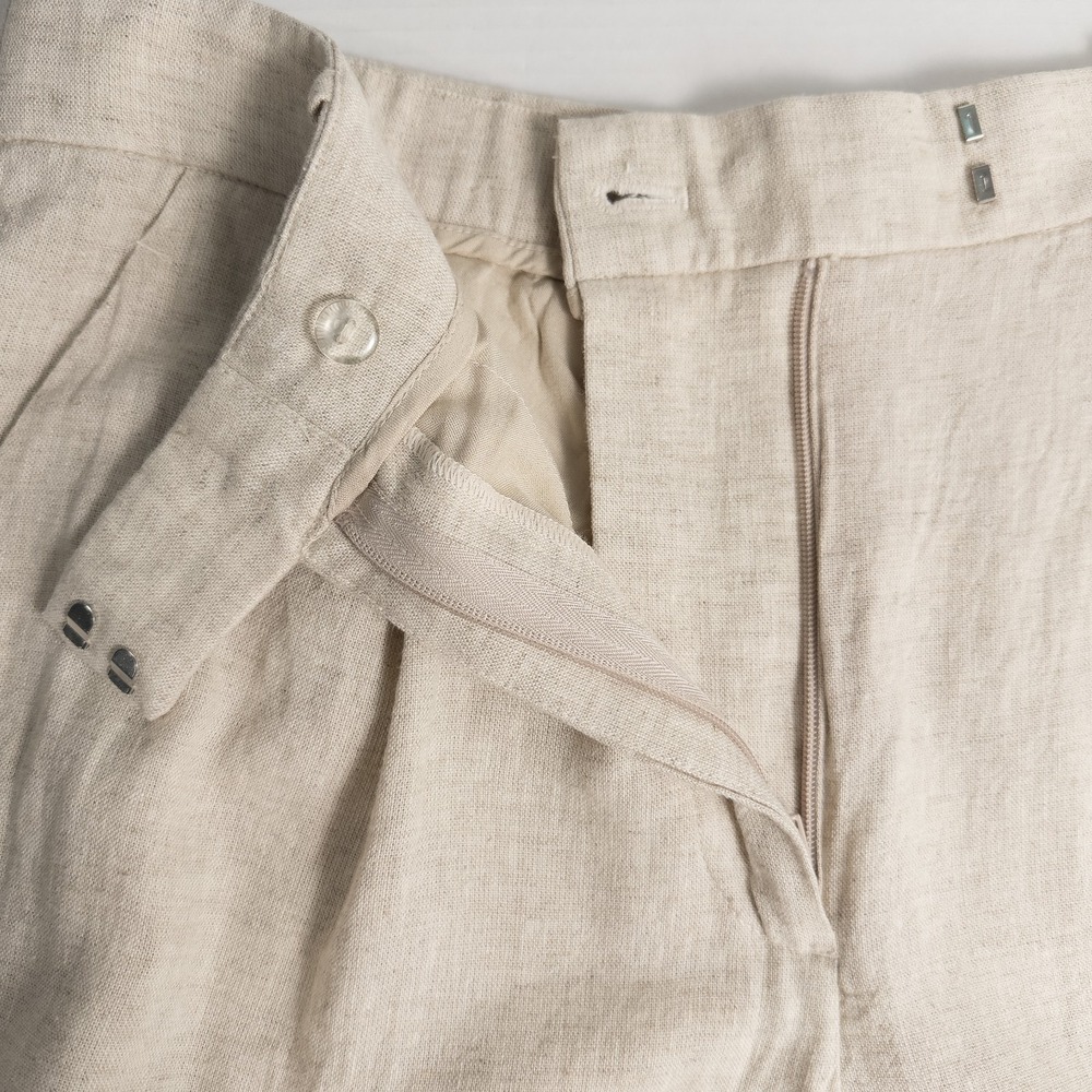 Abercrombie Fitch Linen Blend High Rise Wide Leg Trouser Pant Women 30/10L Beige - Picture 8 of 16